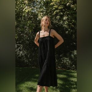 Jenni Kayne Flowy Summer Dress Black Cotton Linen XS NWT